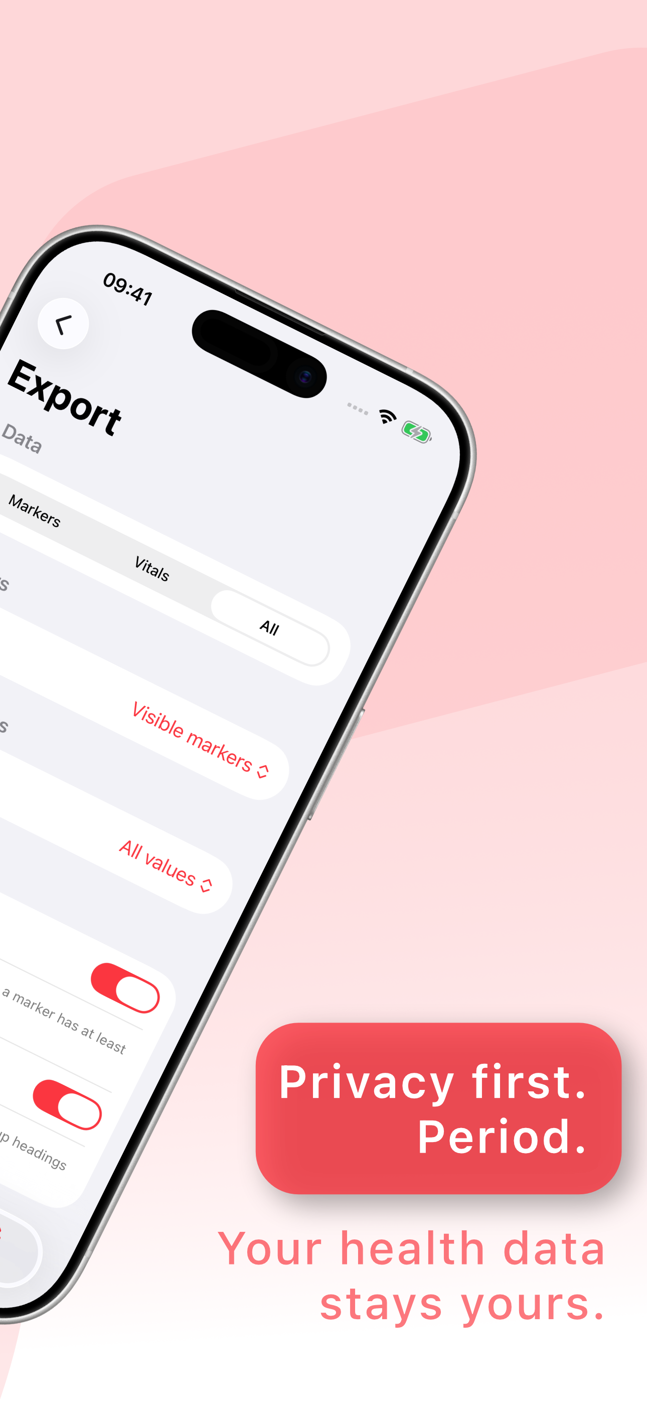 Zusatzansicht von Vivera Blood mit weiteren App-Bereichen
